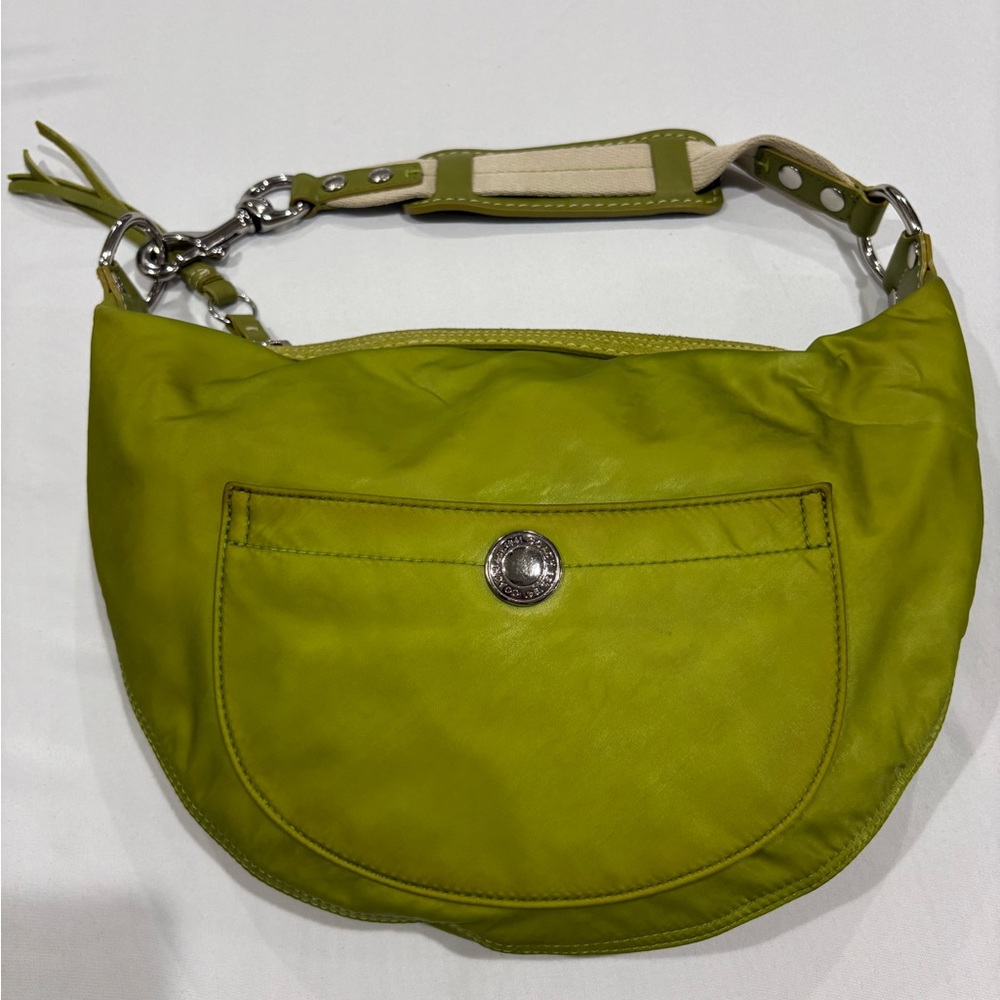 Coach Hampton Nylon  Lime Green Crescent Shoulder Bag